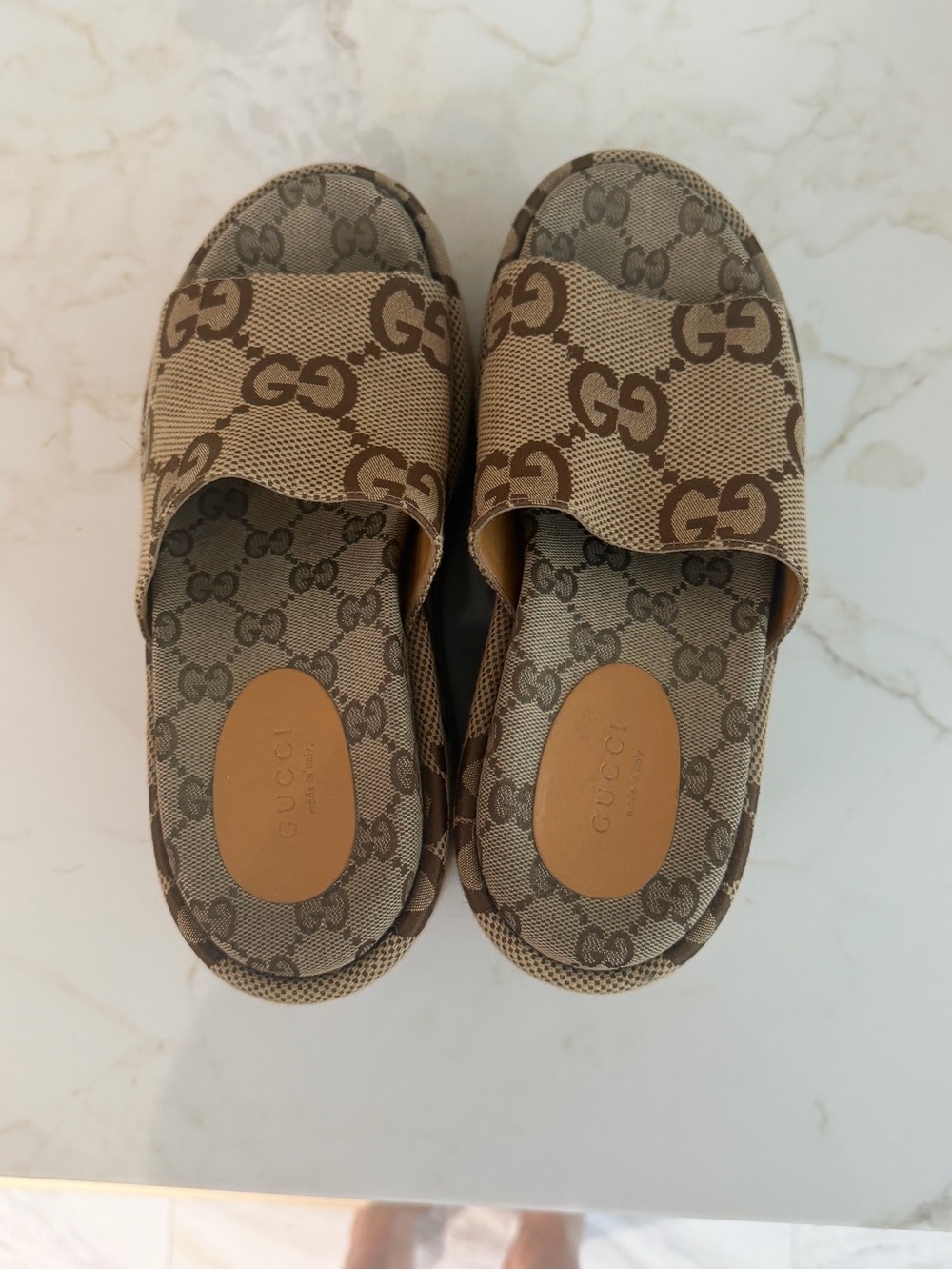 Gucci Brown Monogram GG Canvas Platform Wedges - Picture 5 of 7